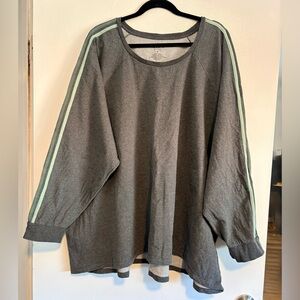 Torrid Active Heather Gray Sweatshirt with Striped Sleeves - size 6